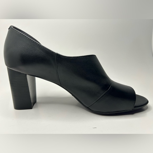 Aerosols Open Toe Slip On Leather Black Block Heel Size 9 - Picture 9 of 12